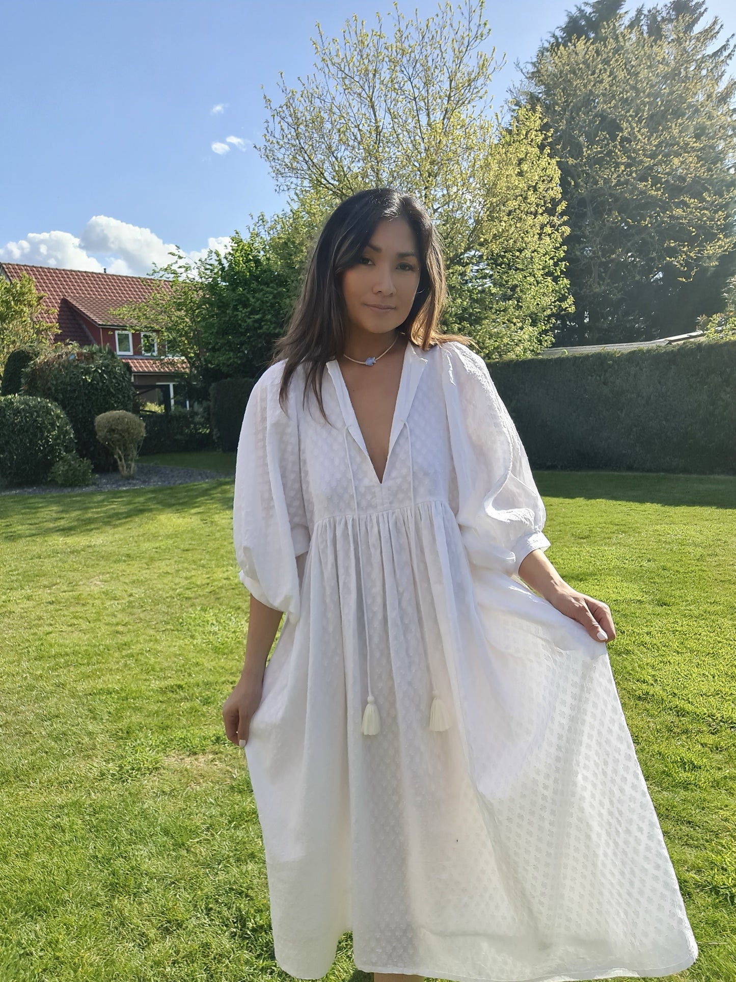Lucia white midi dress