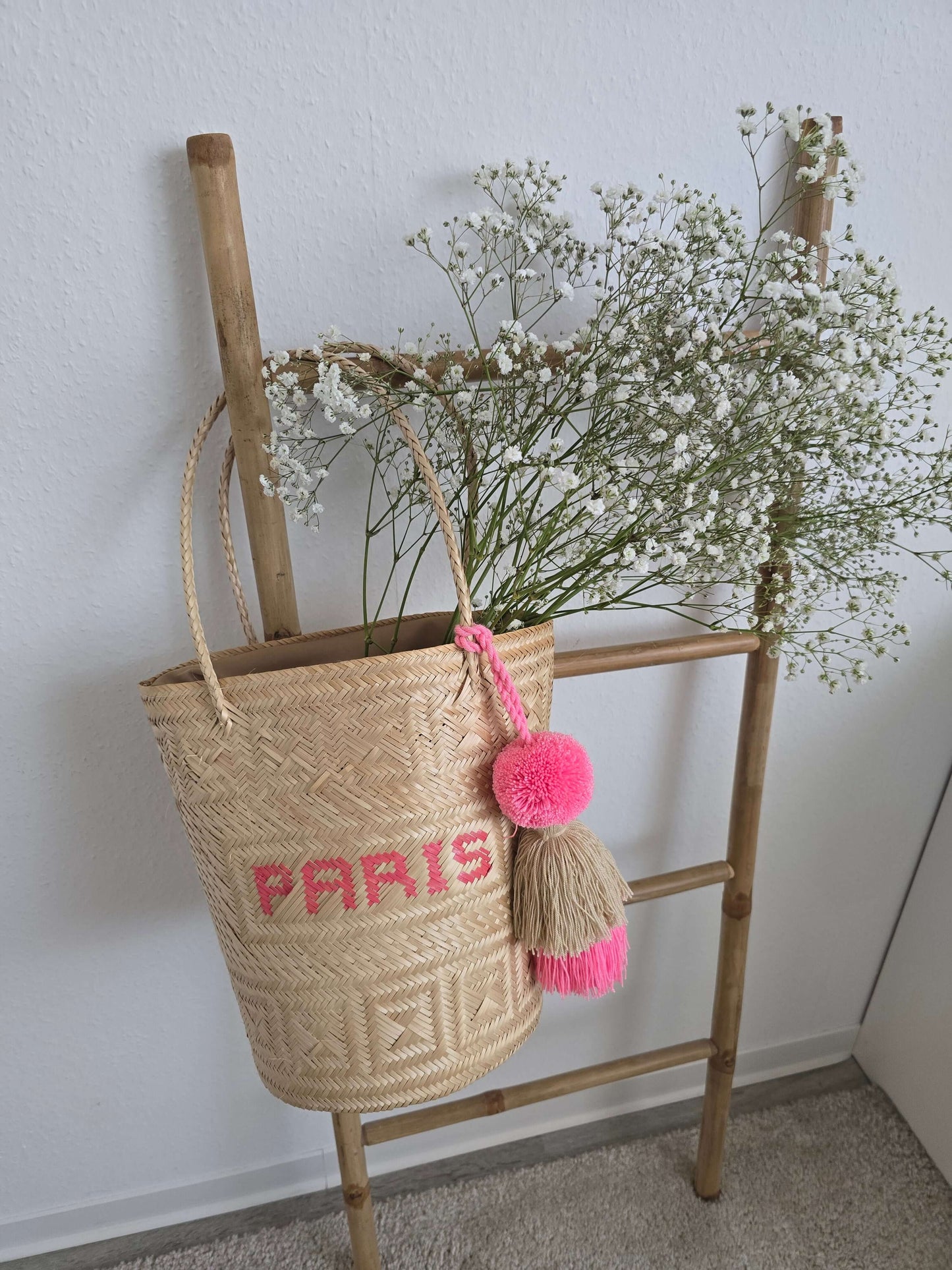 Destination Handgemachte Korbtasche - Paris/Pink