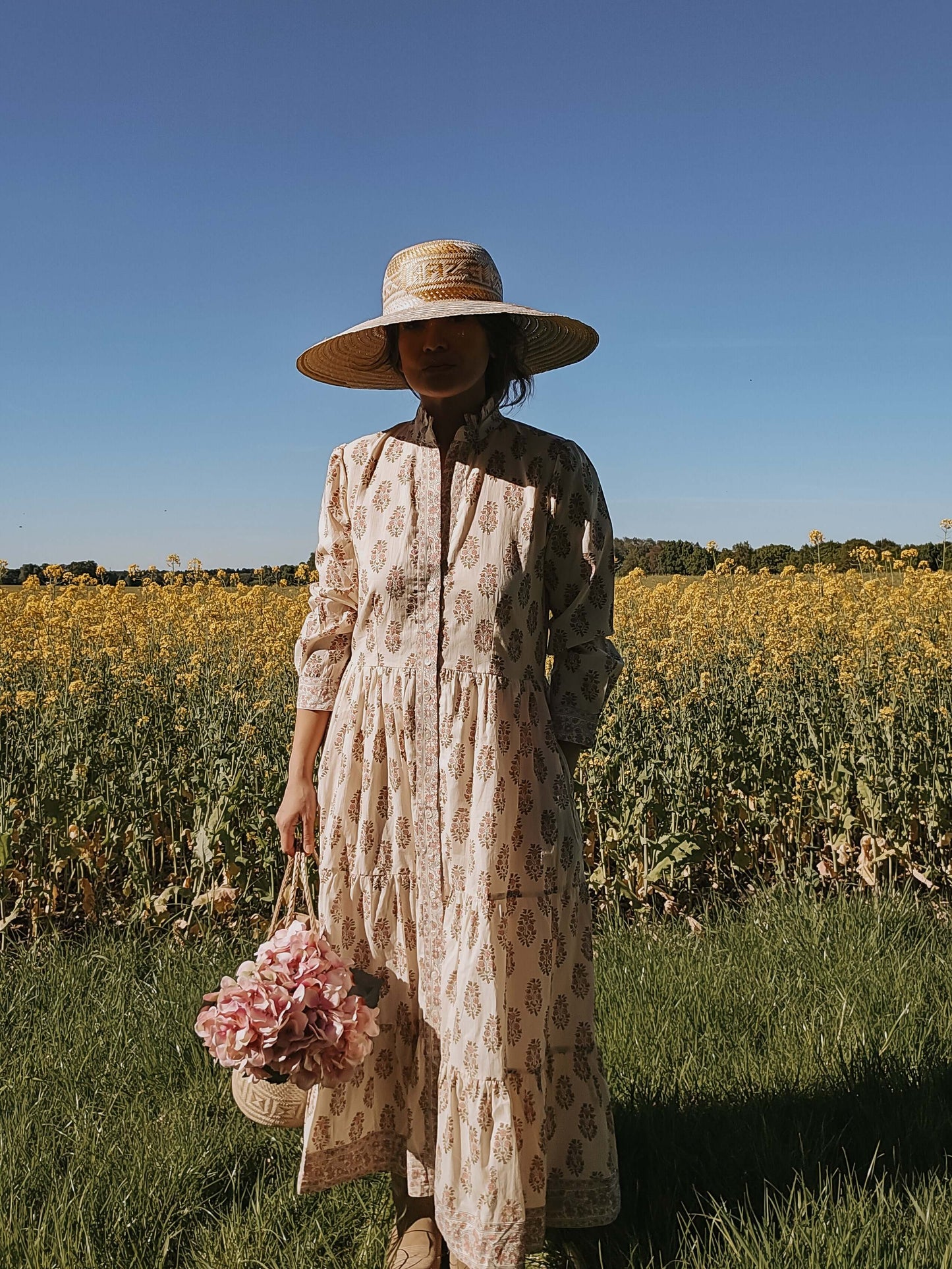 Handgemachtes langes Sommerkleid aus Baumwolle