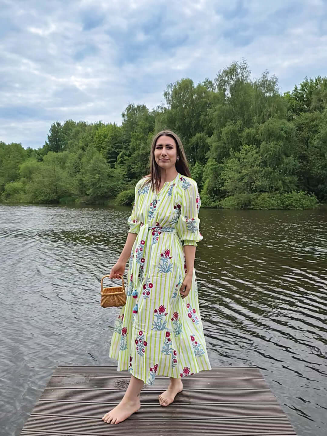 Blockdruck Baumwolle Kaftan Kleid