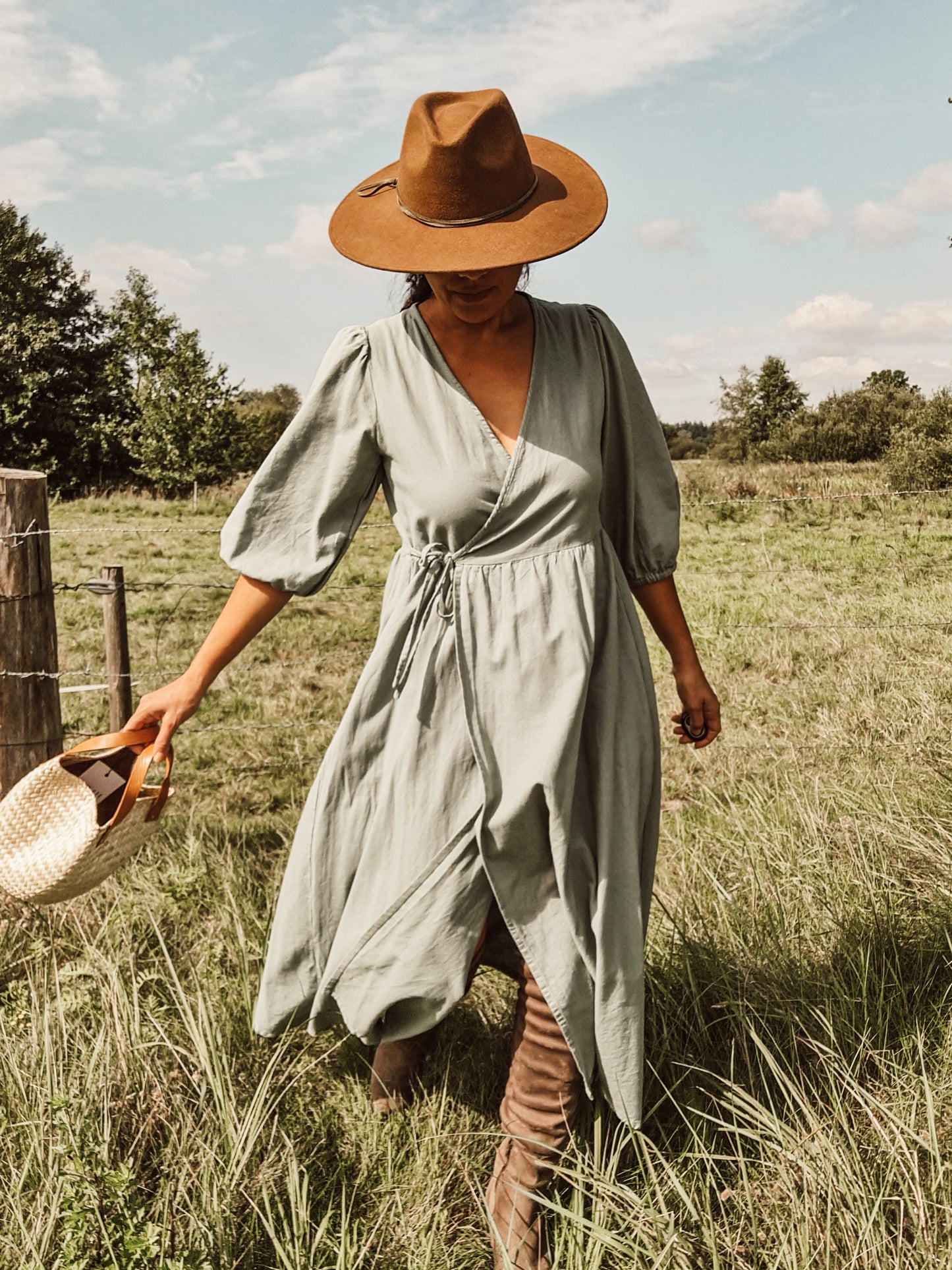 Cotton and Linen Wrap Dress