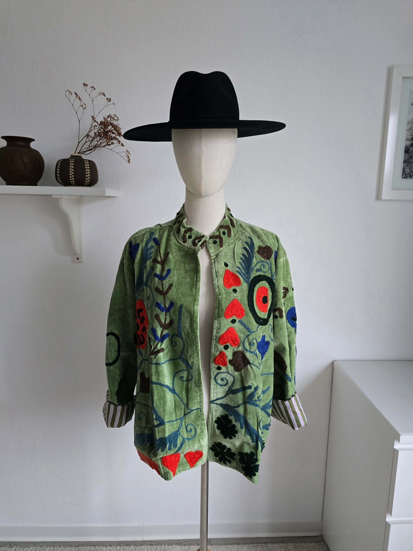 Reversibile Velvet Cotton Emboidered Jacket