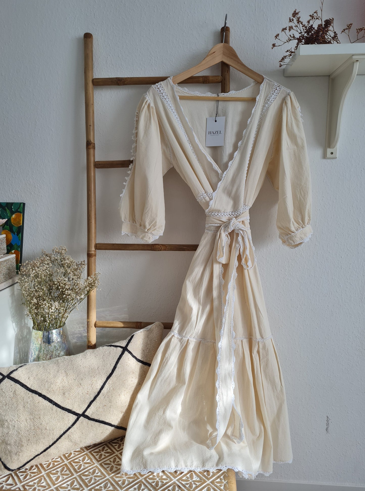 Mexicana Wickelkleid – Creme/Weiß