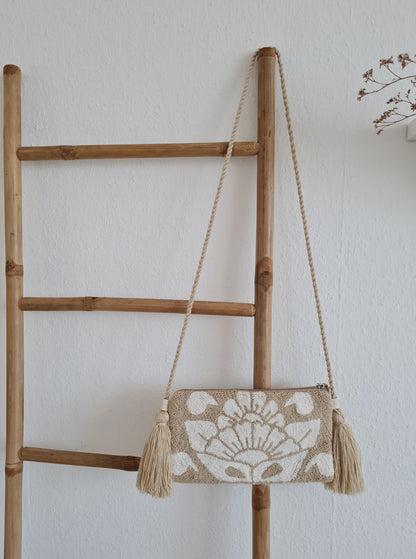 Wayuu Clutch – Beige/Weiß