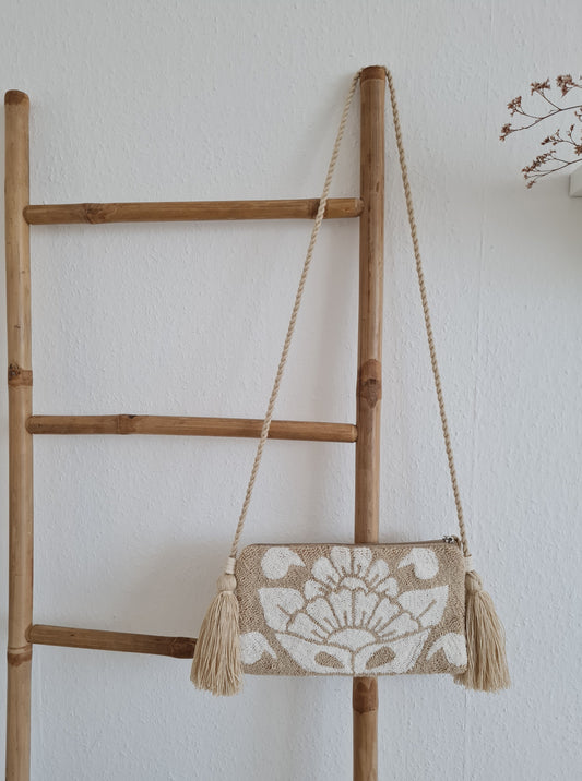 Wayuu Clutch – Beige/Weiß