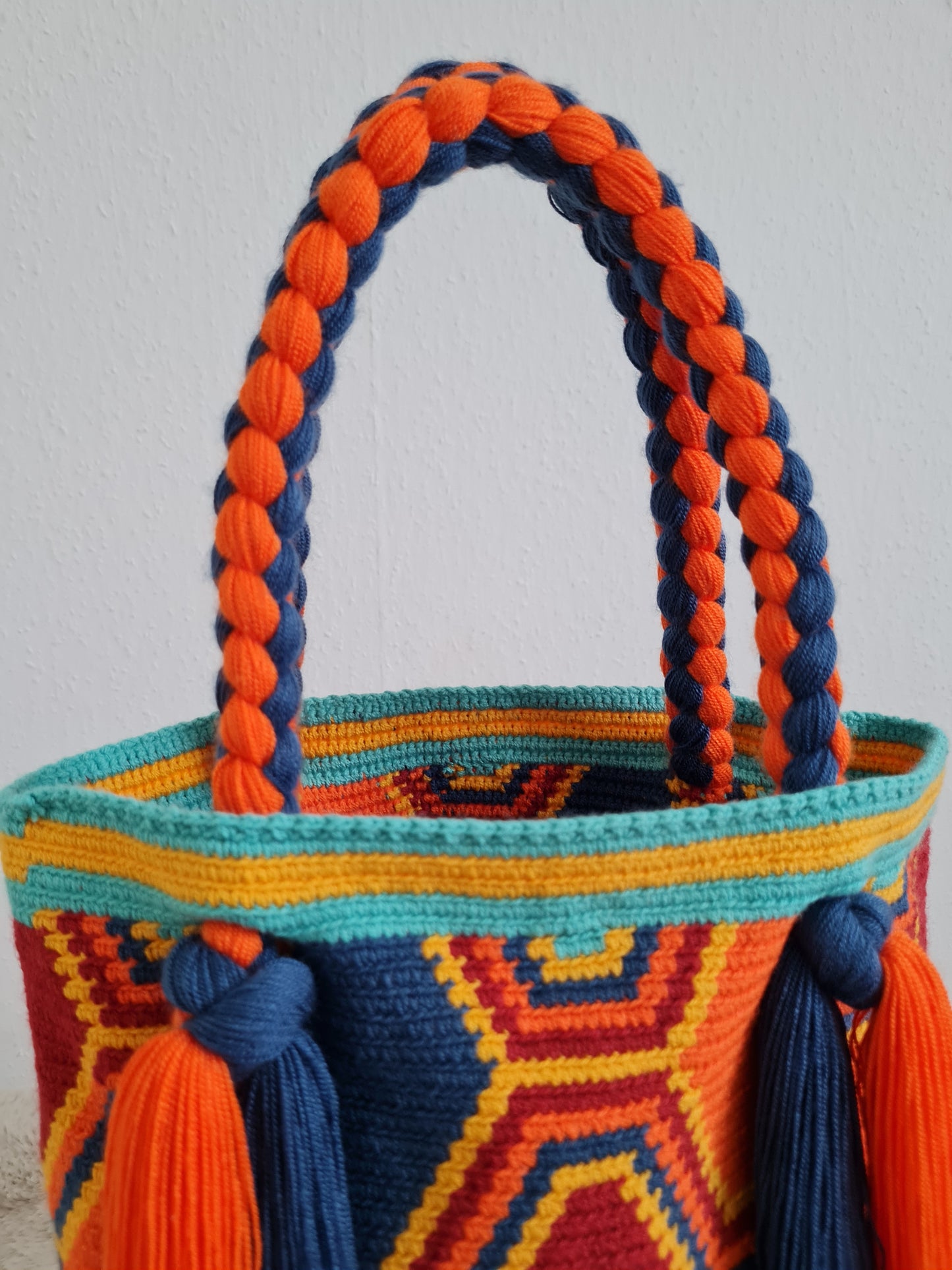 Handgefertigt Kolumbianische Wayuu-Tasche – Kastanienbraun