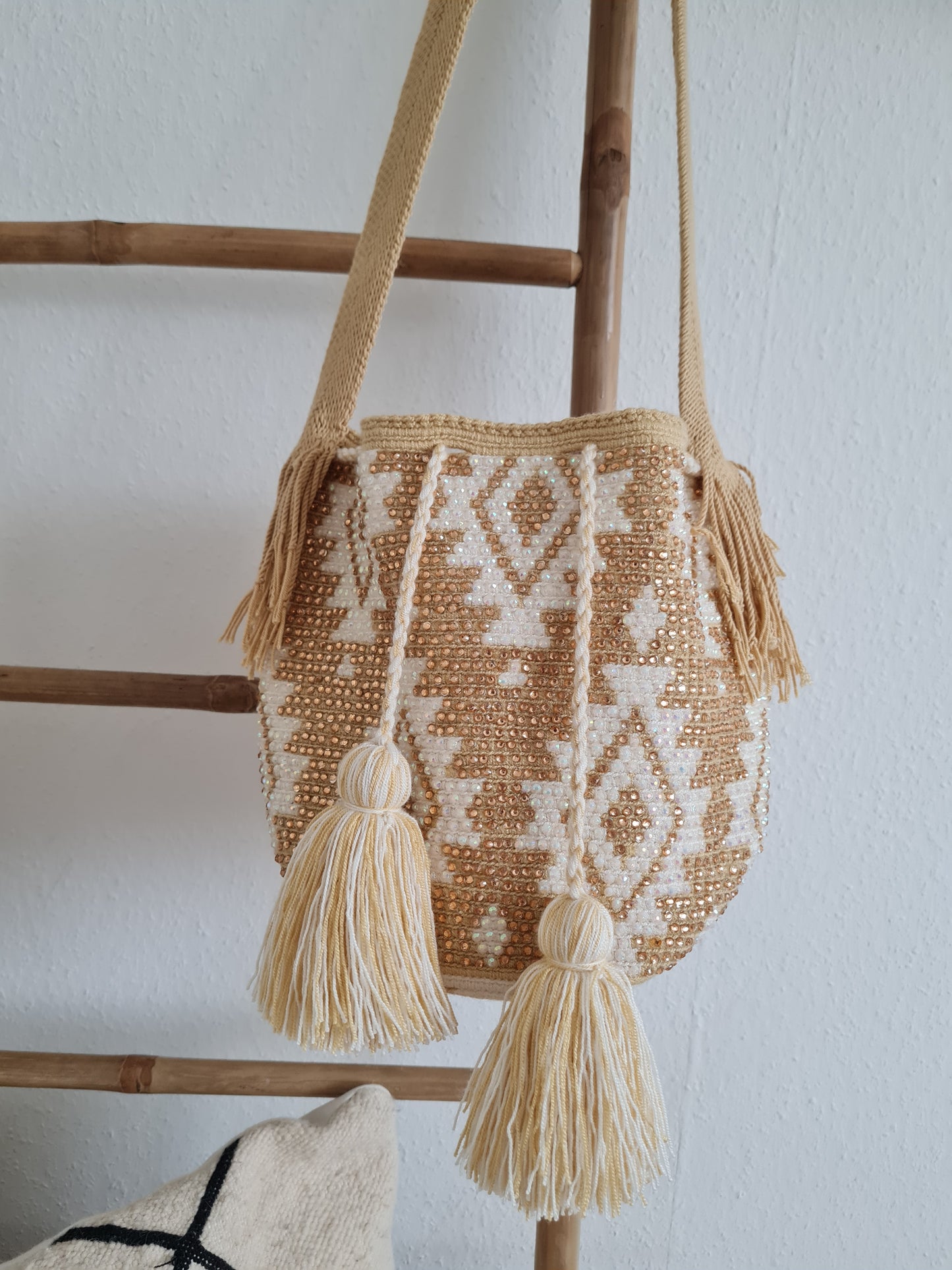 Wayuu Tasche – Strasscreme