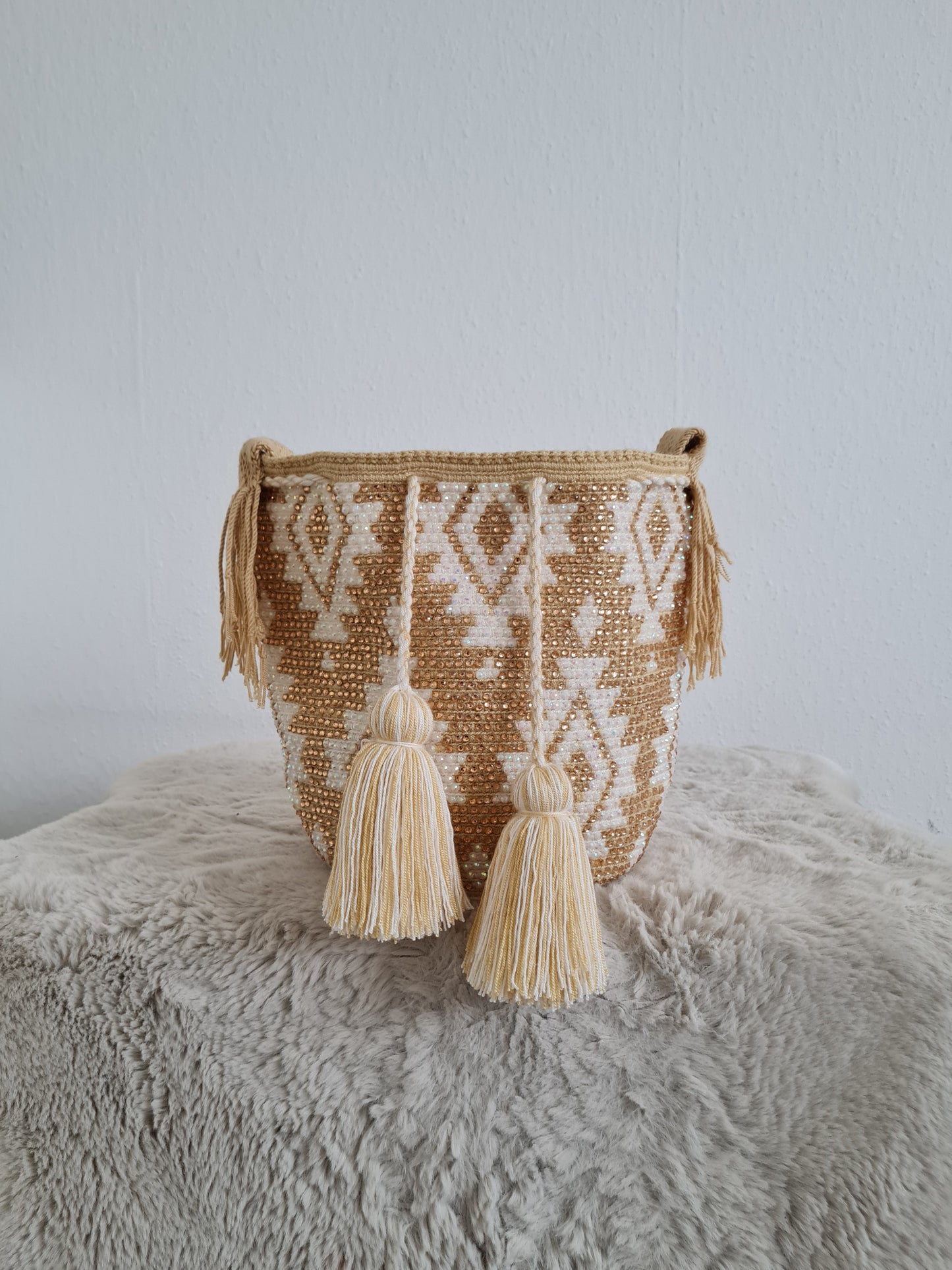 Wayuu Tasche – Strasscreme