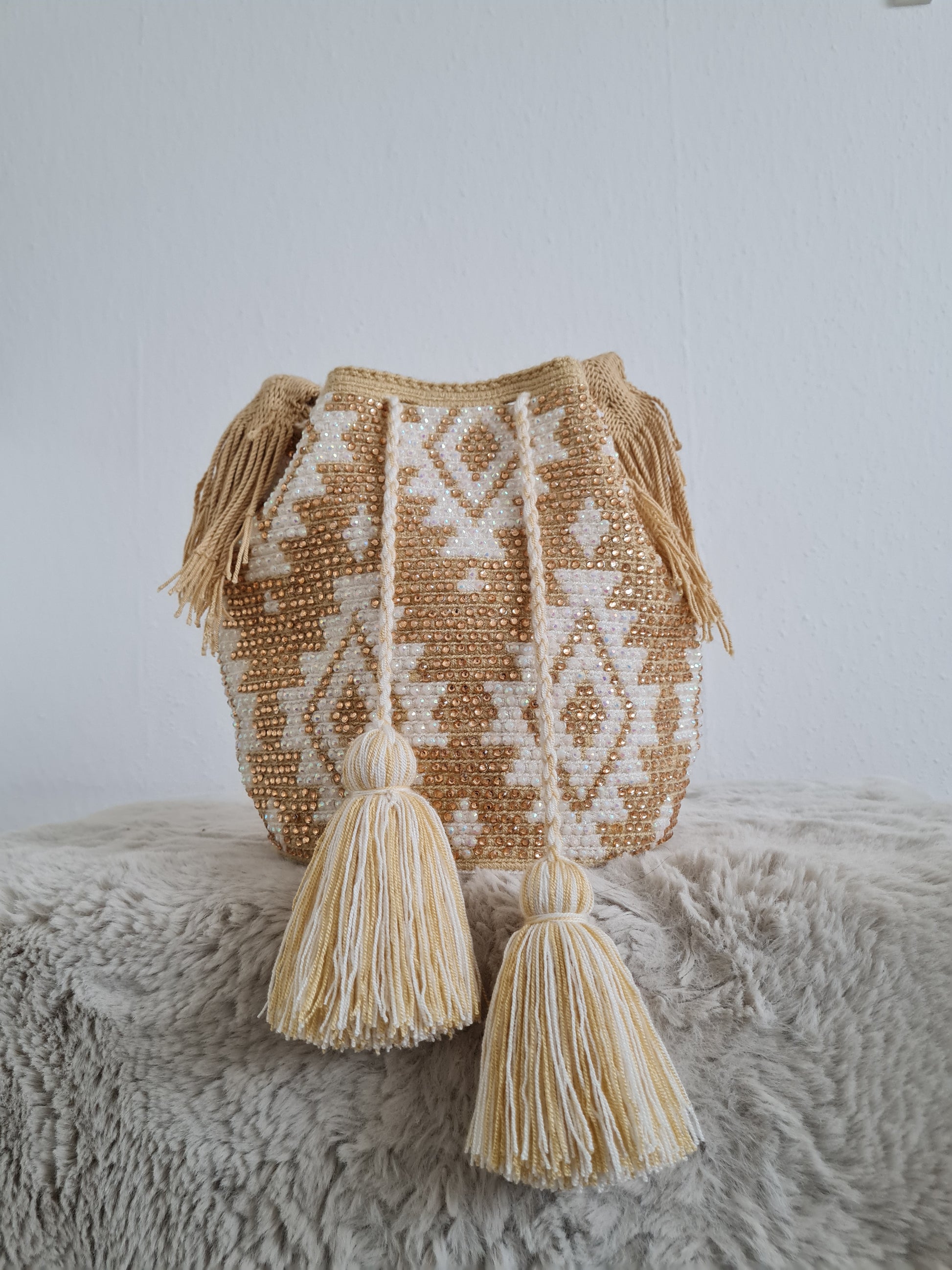 Wayuu Tasche – Strasscreme