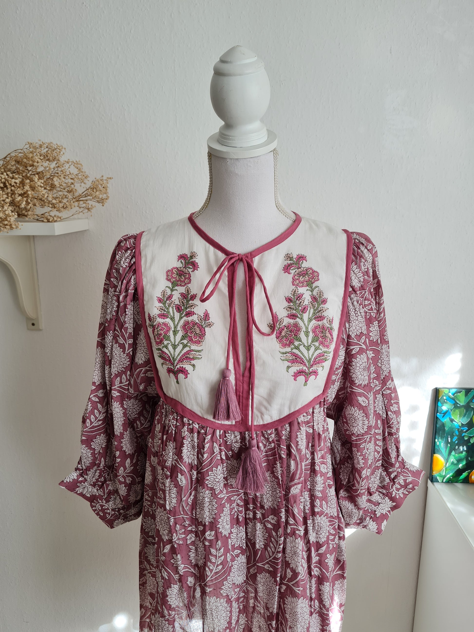 Block Print Baumwolle Mini Kleid