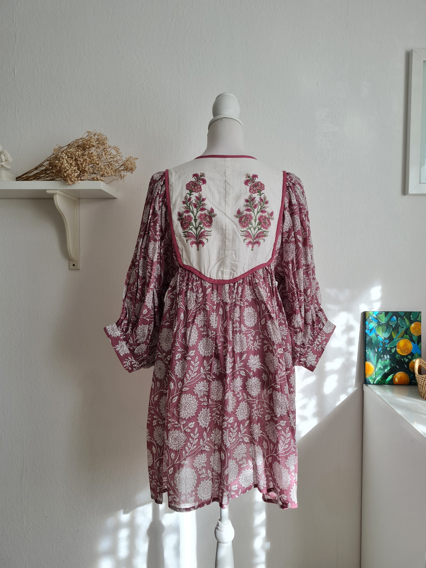 Block Print Baumwolle Mini Kleid