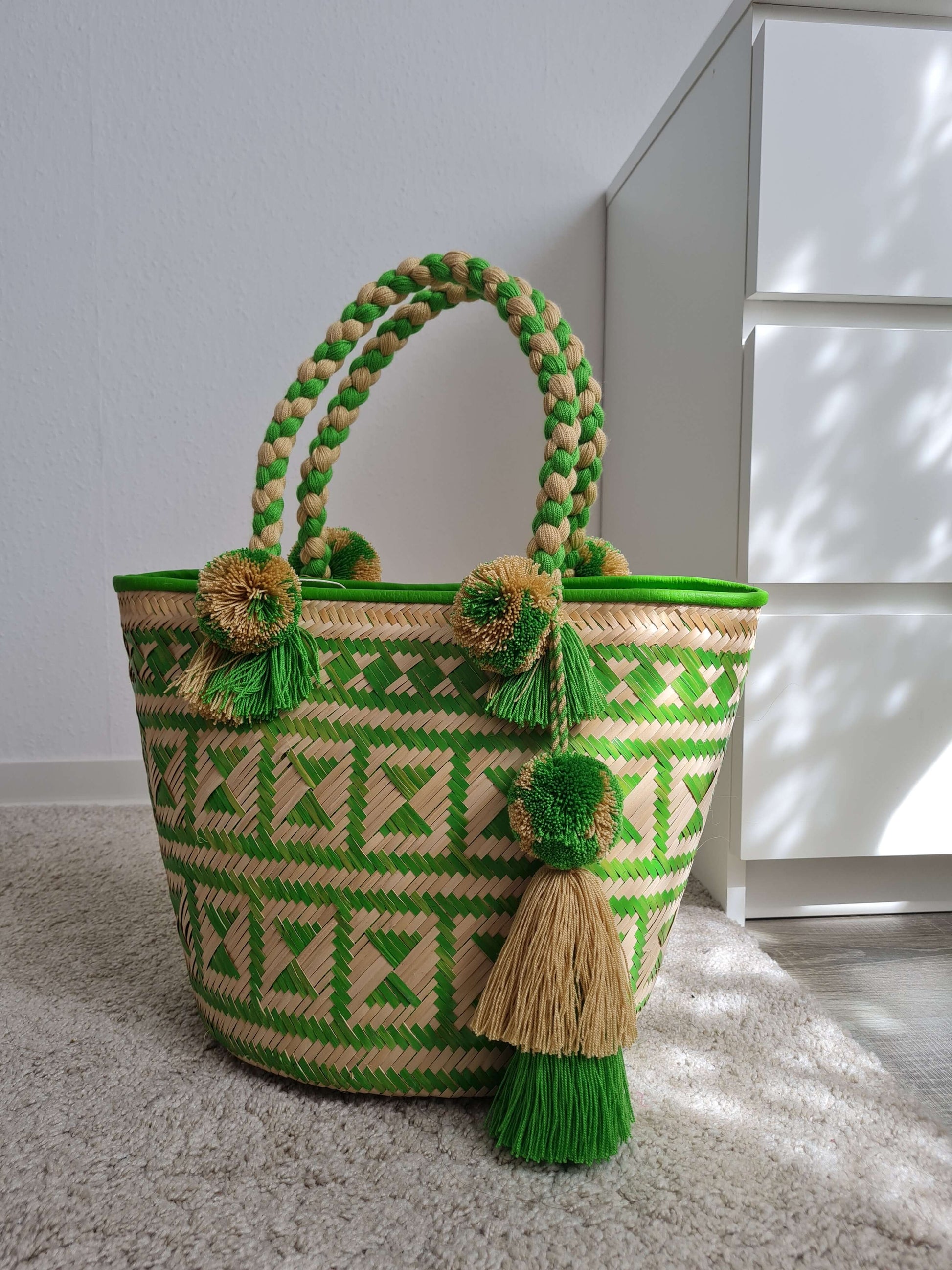 Summer Raffia Basket Bag Large