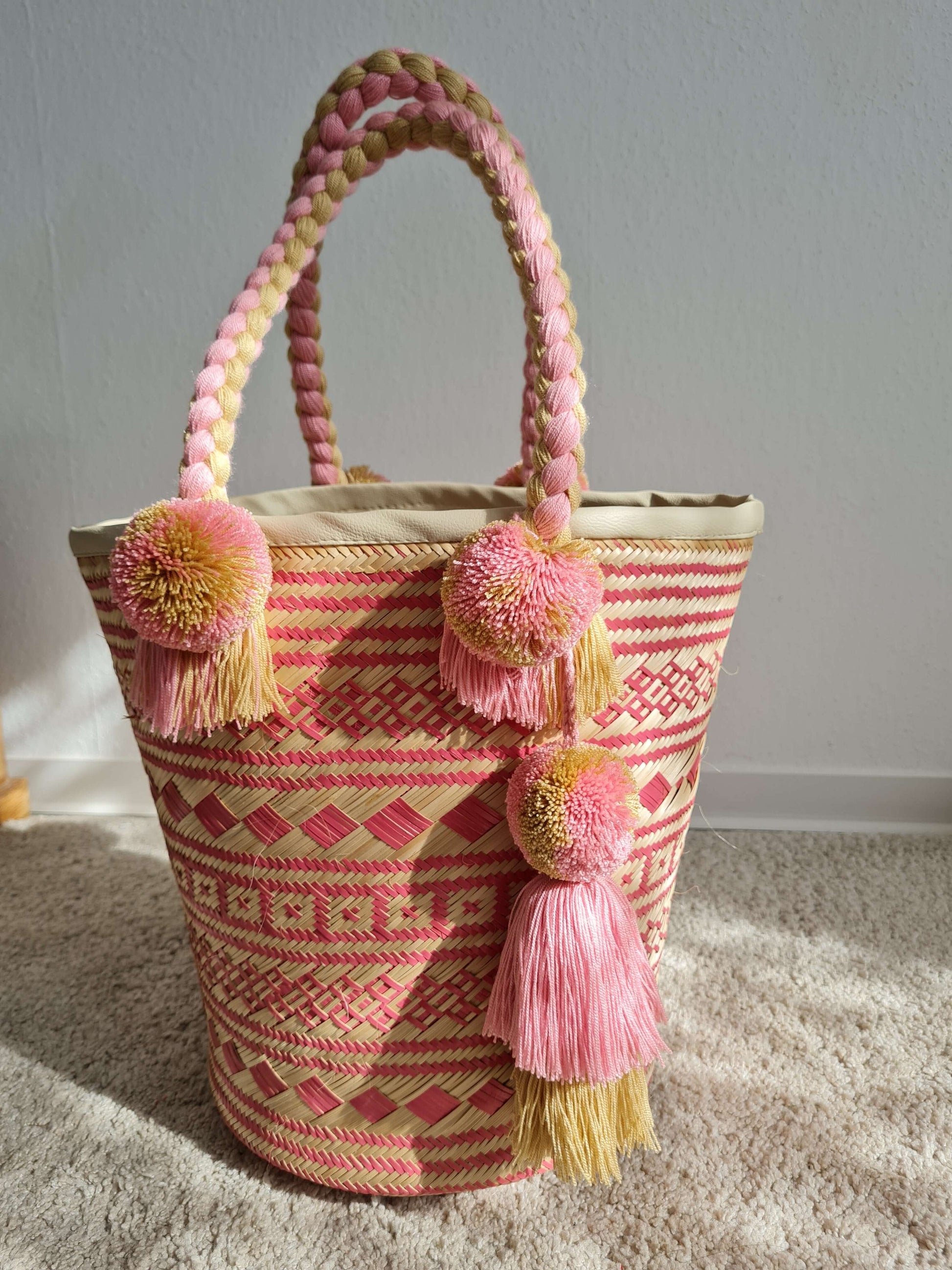 Handgemachte Korb Tasche - Rosa