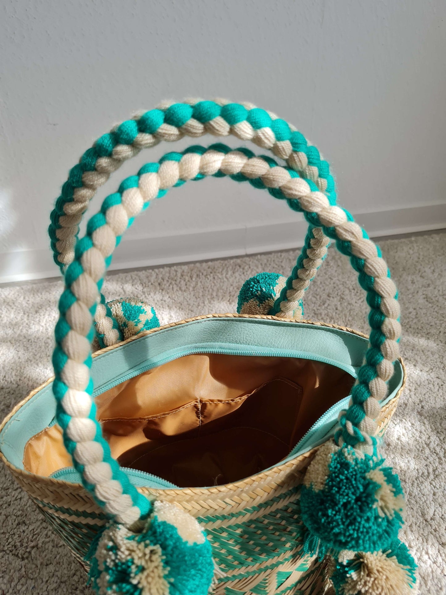 Handgemachte Raffia Tasche - grün