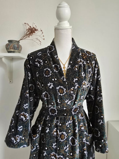 Velvet Forest Green Long Kimono