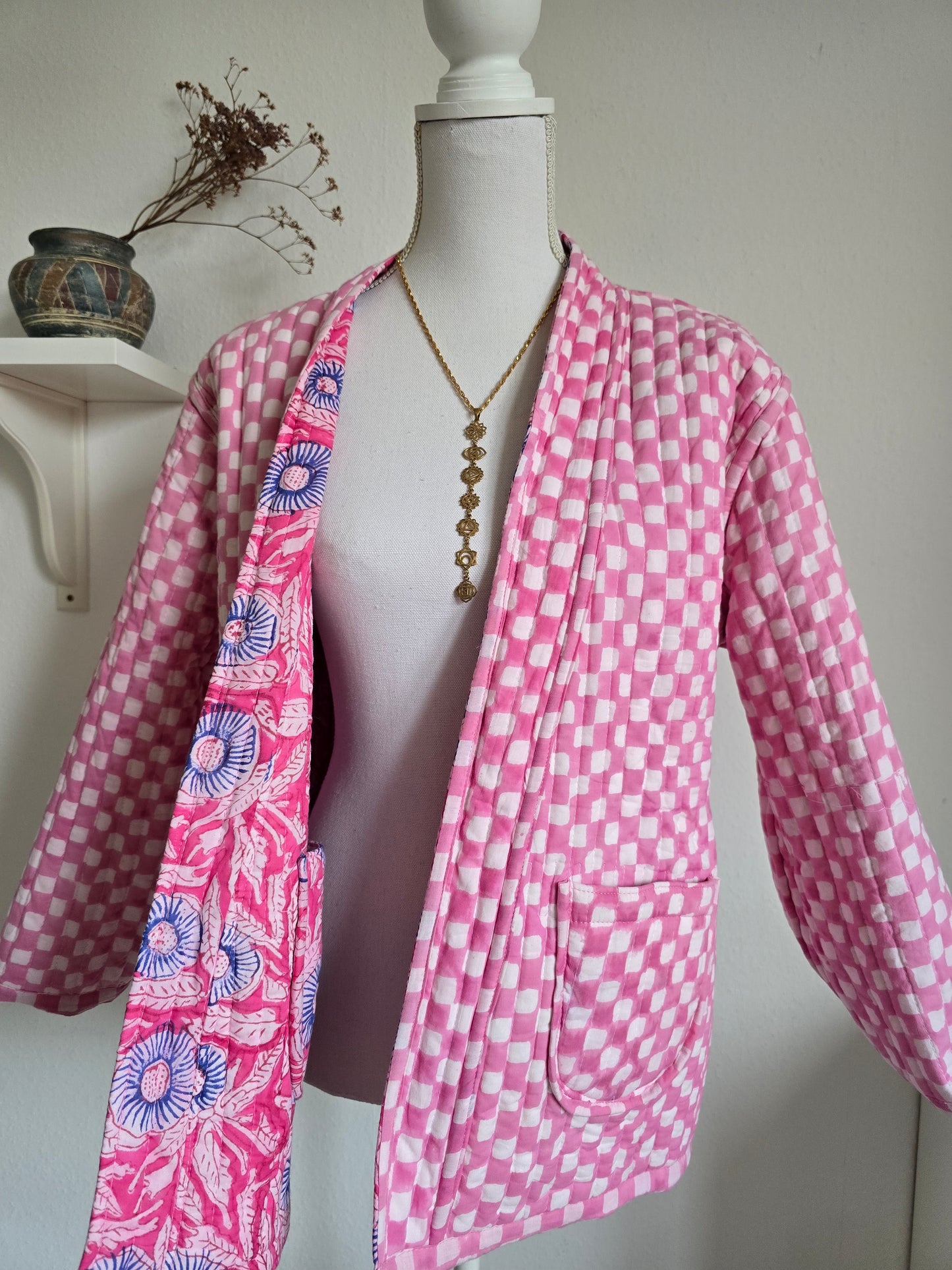 Gesteppte Kimono-Wendejacke