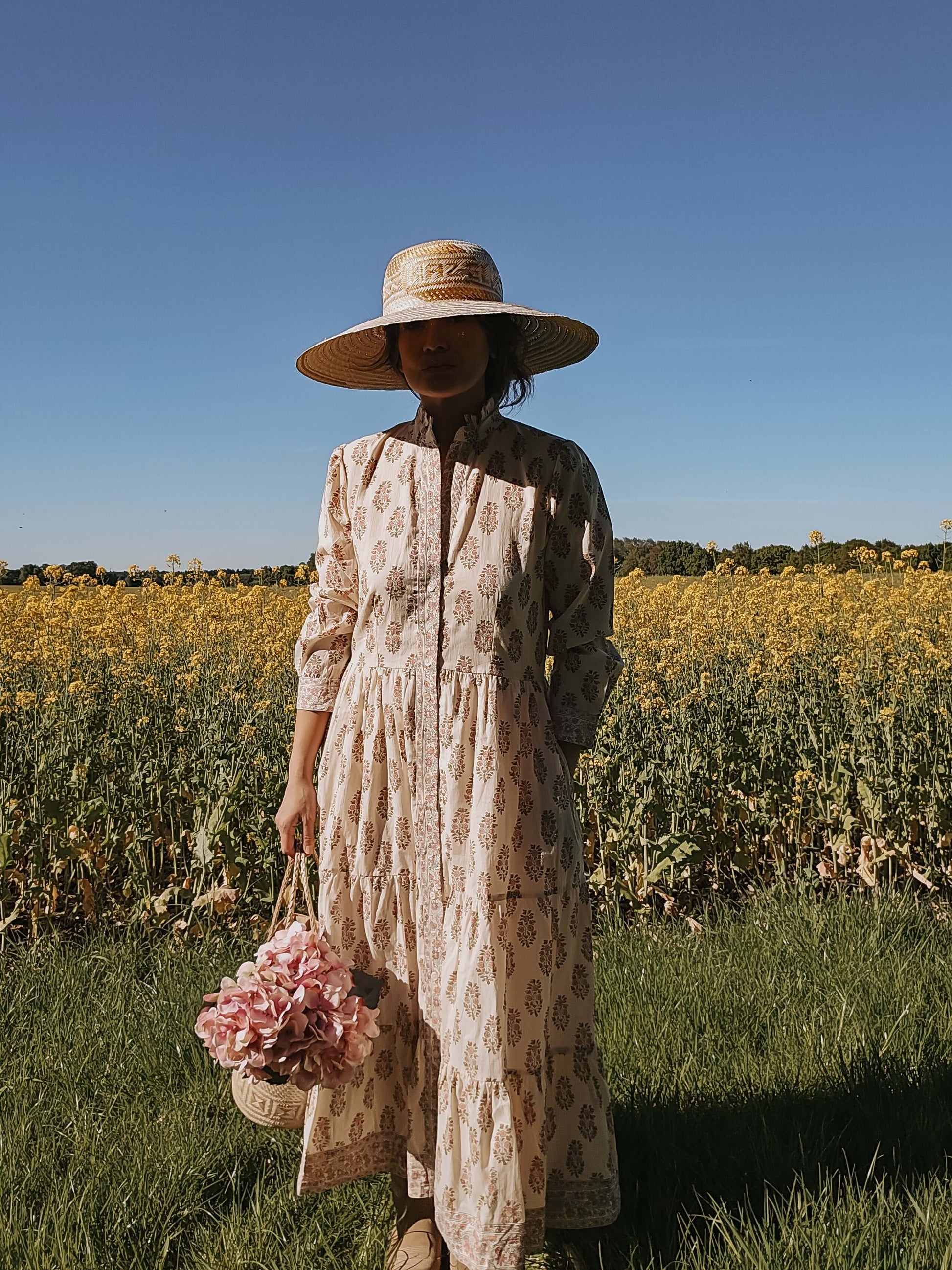 Handgemachtes langes Sommerkleid aus Baumwolle