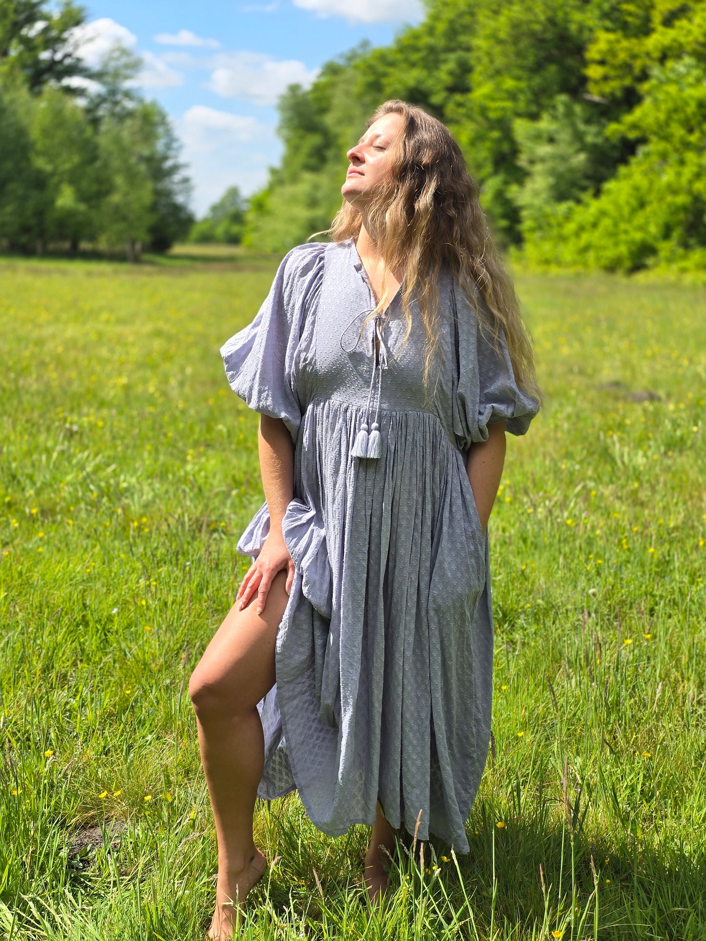 Camilla Baumwoll-Kleid – Blau