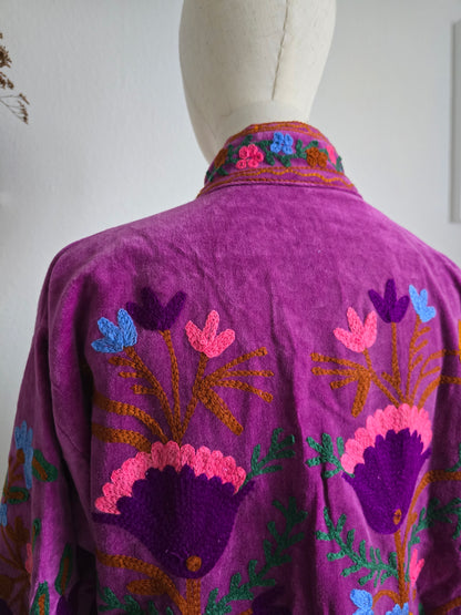 Samtjacke mit Strickerei - Orchid