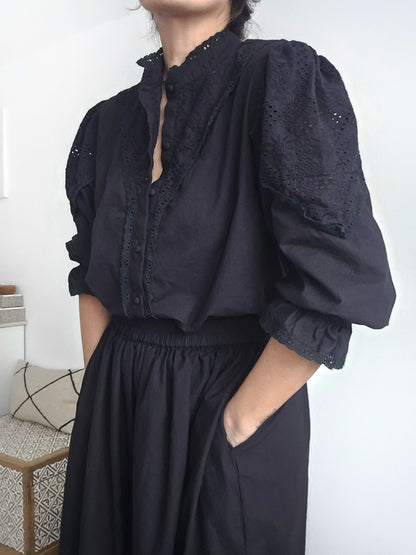 Baumwollbluse im Vintage-Stil