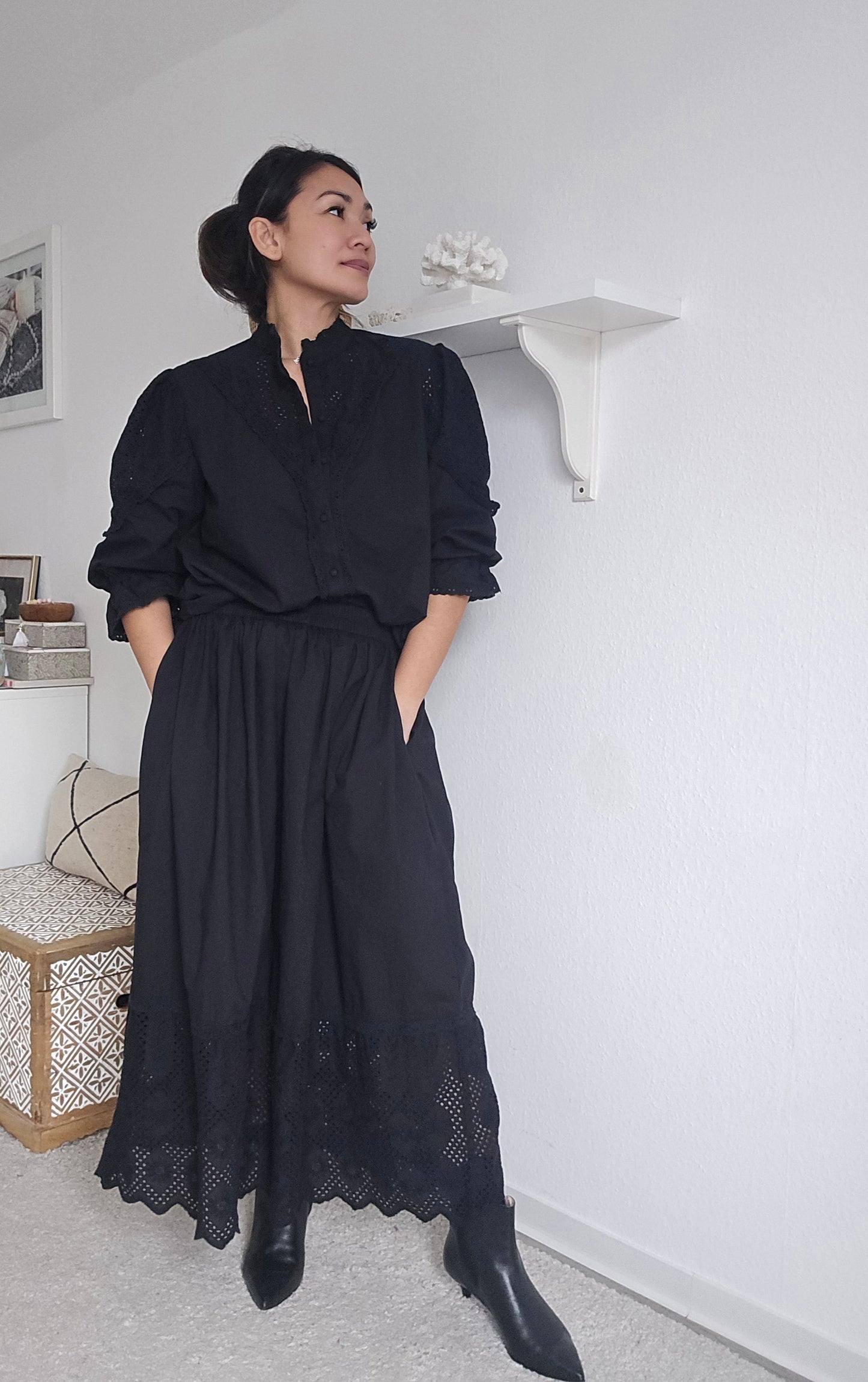 Zoey Baumwollrock - Schwarz