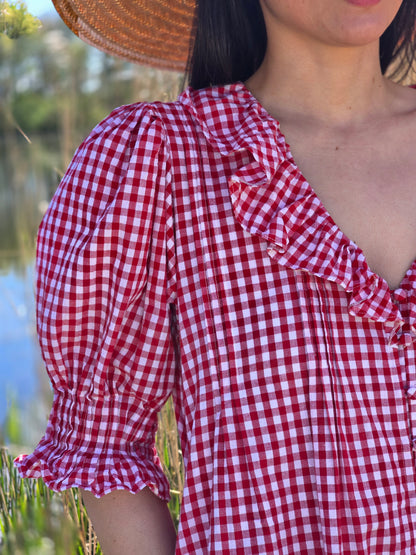 Red Vichy Check Mini Dress