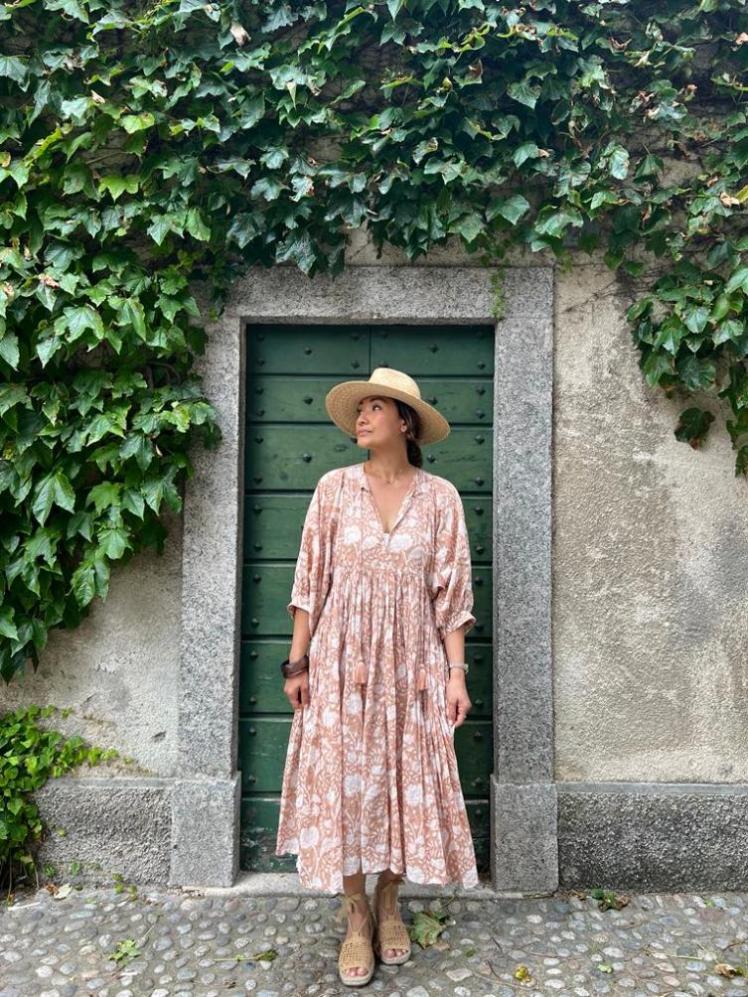 Block Print Boho Midi Kleid 