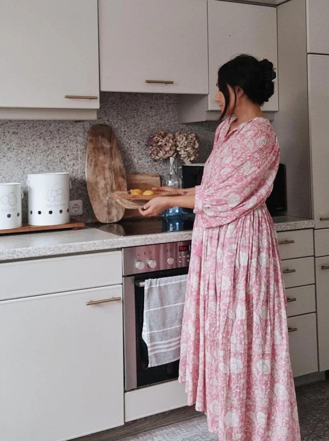 Block Print Maxi Dress In Pink