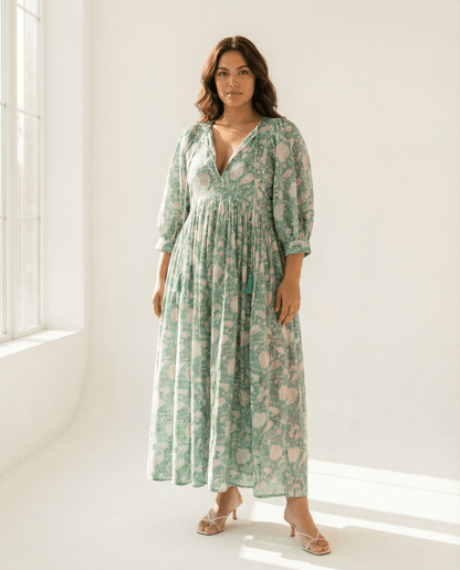 Camilla_Baumwolle_Midi_Kleid_- Mintgrün