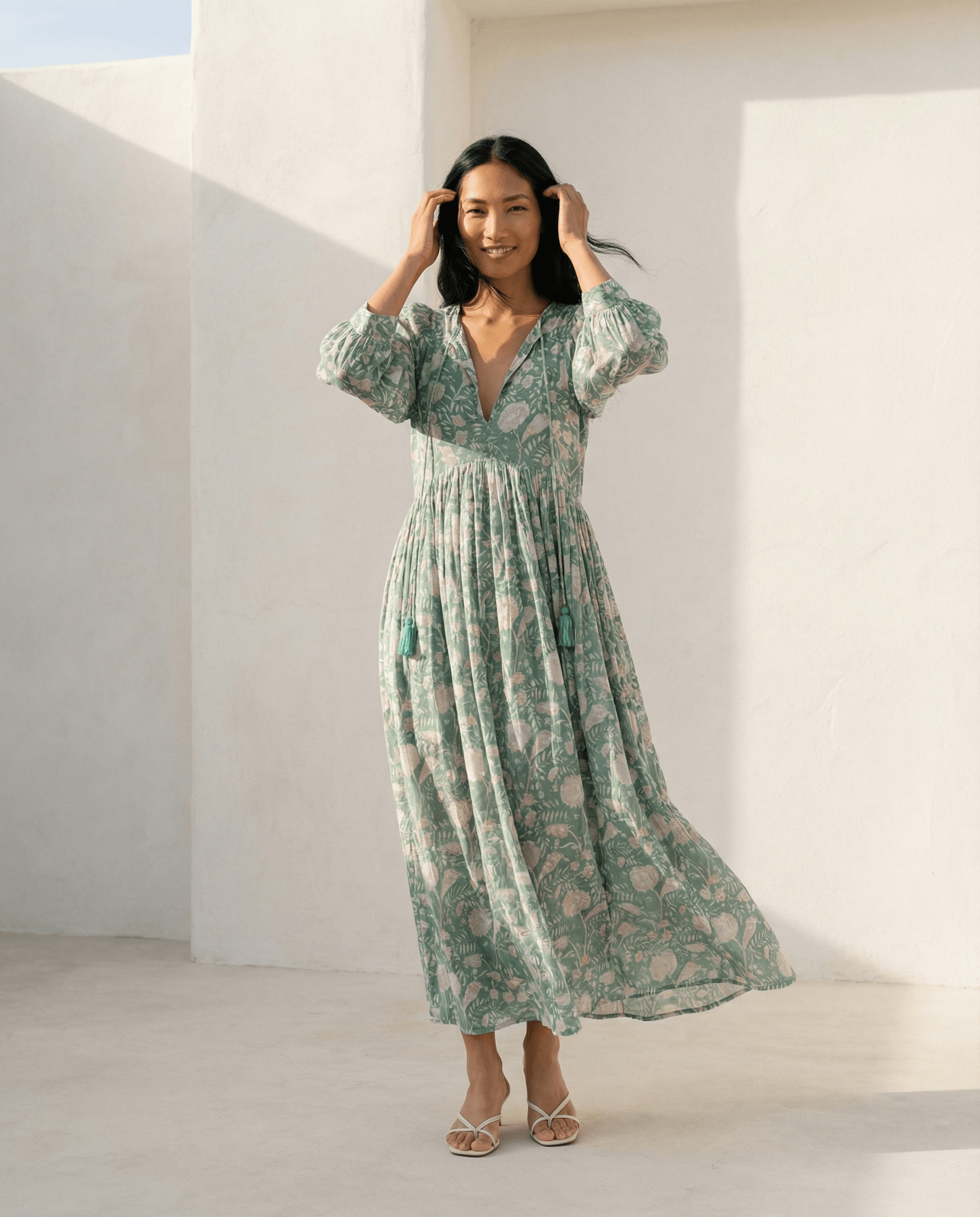 Camilla Boho Blumen-Midikleid
