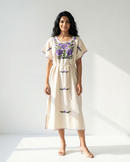 Carmela Kleid – Weiß/Lila