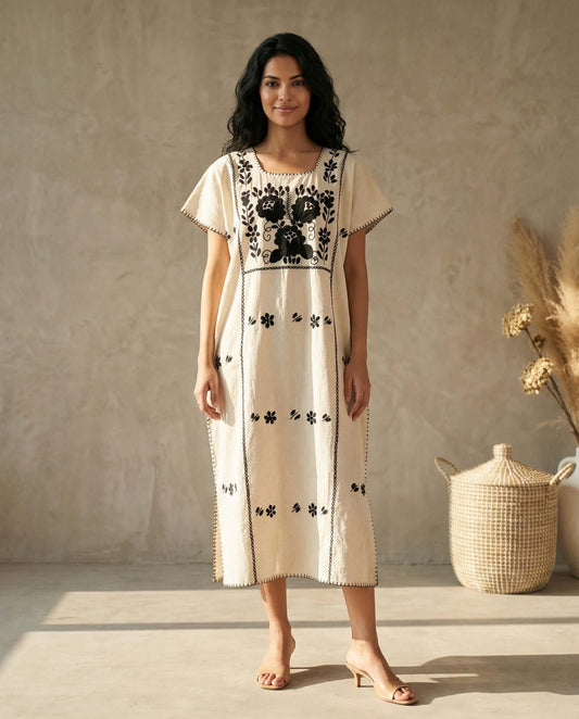 Carmela Dress - White/Black