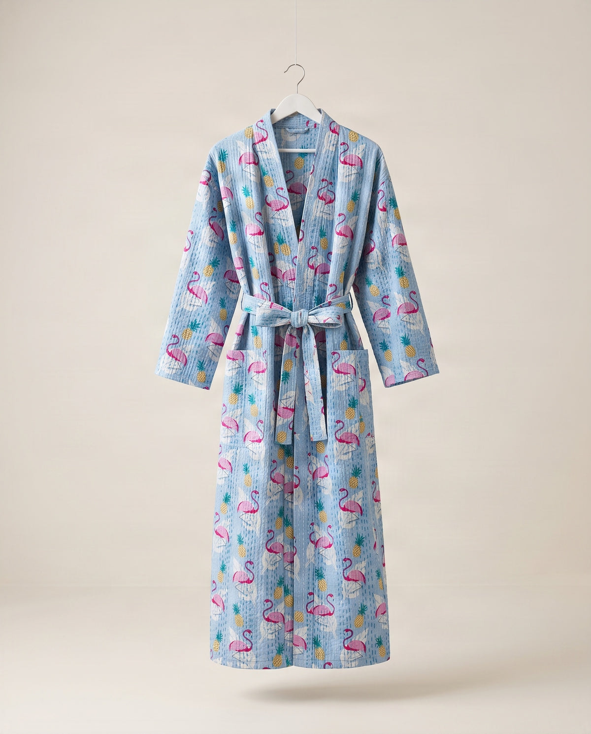 Gesteppter Kantha-Baumwoll-Kimono aus weicher Baumwolle
