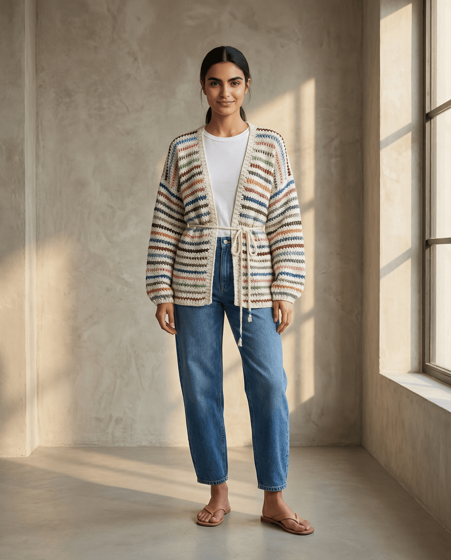 Hand-knitted Cardigan - Multi Colored
