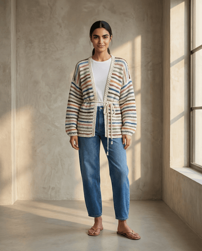 Hand-knitted Cardigan - Multi Colored