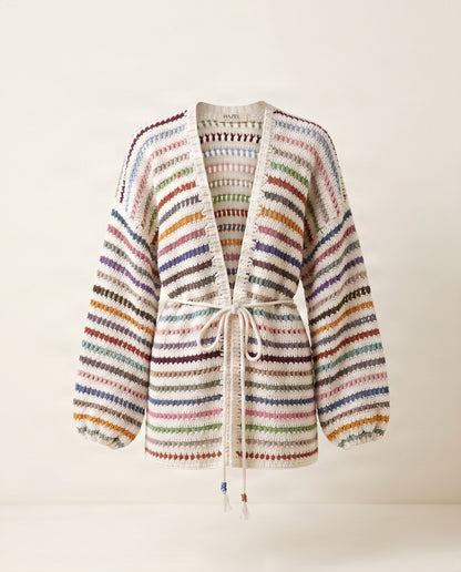 Handgestrickte Strickjacke - Multi Colored
