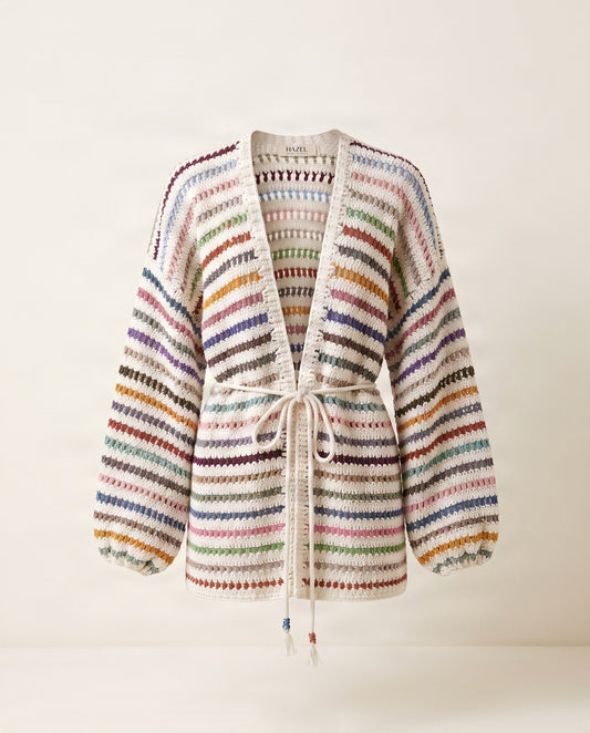 Handgestrickte Strickjacke - Multi Colored