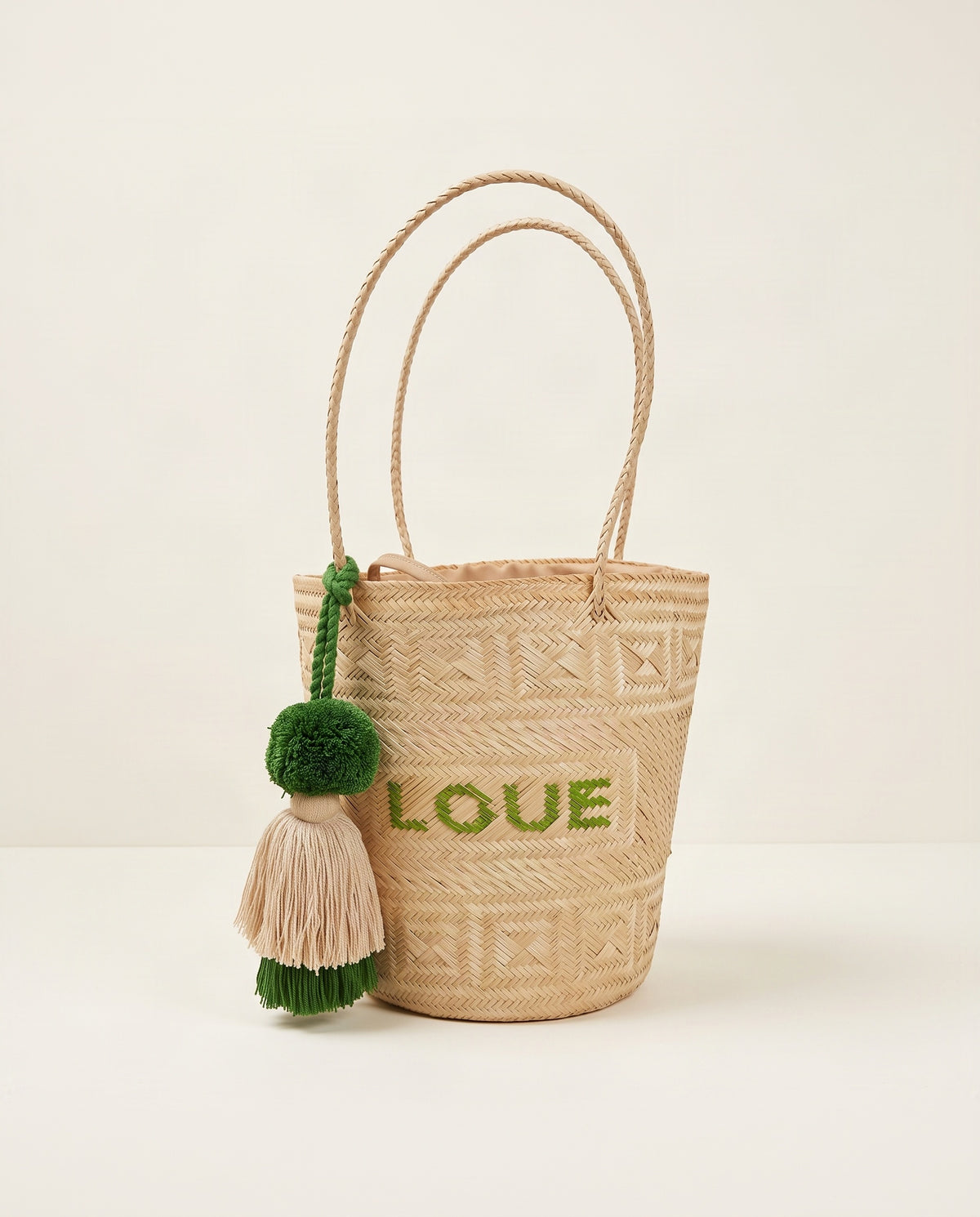 Handgemachte Korbtasche - LOVE/Green