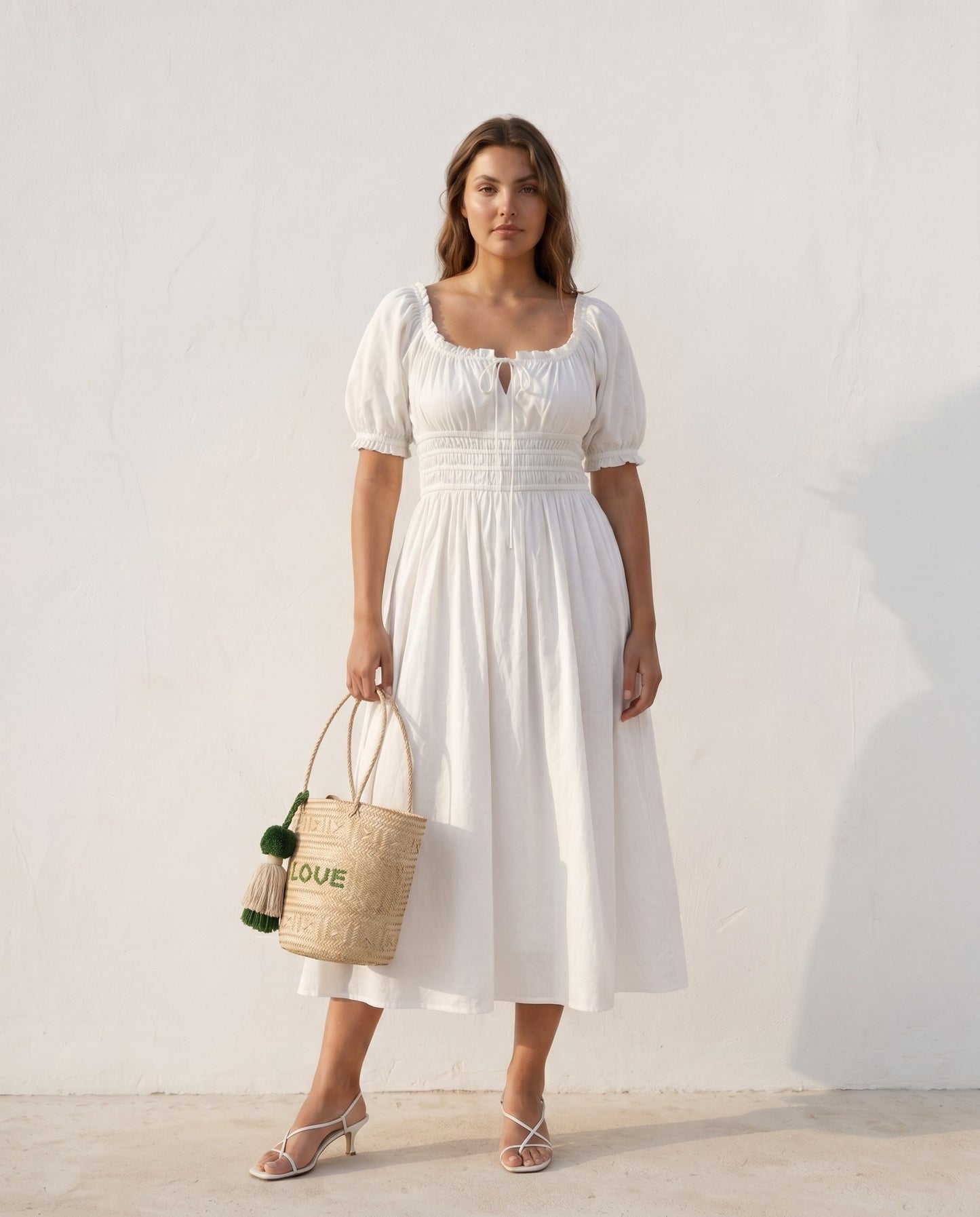 Handmade basket bag - LOVE/Green