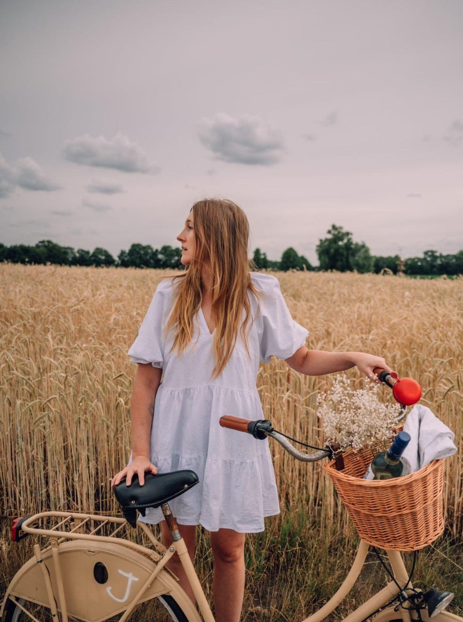 June Minikleid aus Baumwoll-Leinen-Mischgewebe – Weiß