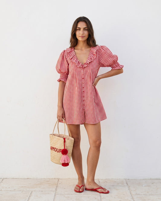 Red Vichy Check Mini Dress