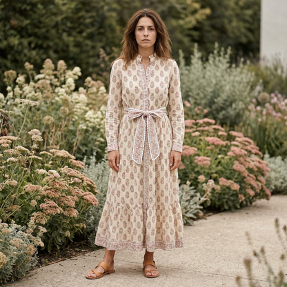 Isabel – Baumwollkleid mit Hand-Blockdruck