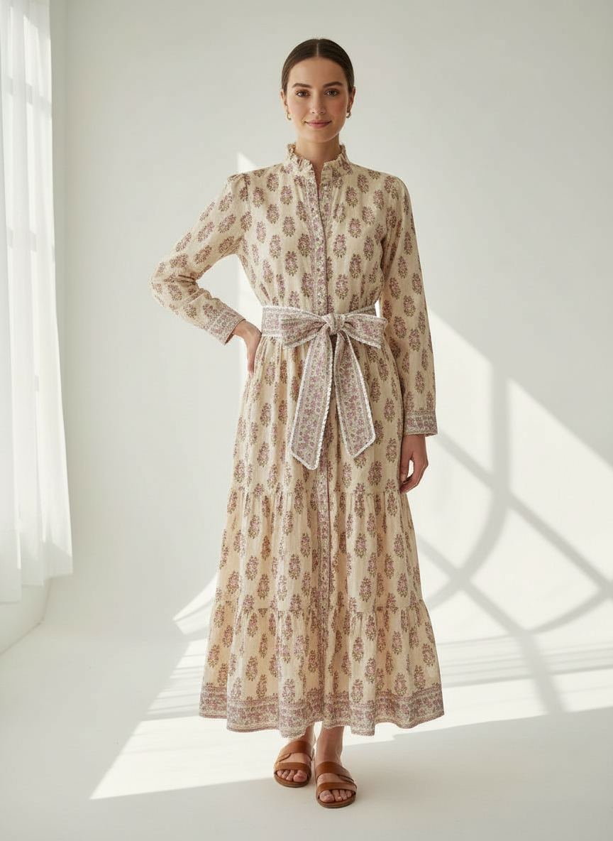 Isabel – Baumwollkleid mit Hand-Blockdruck