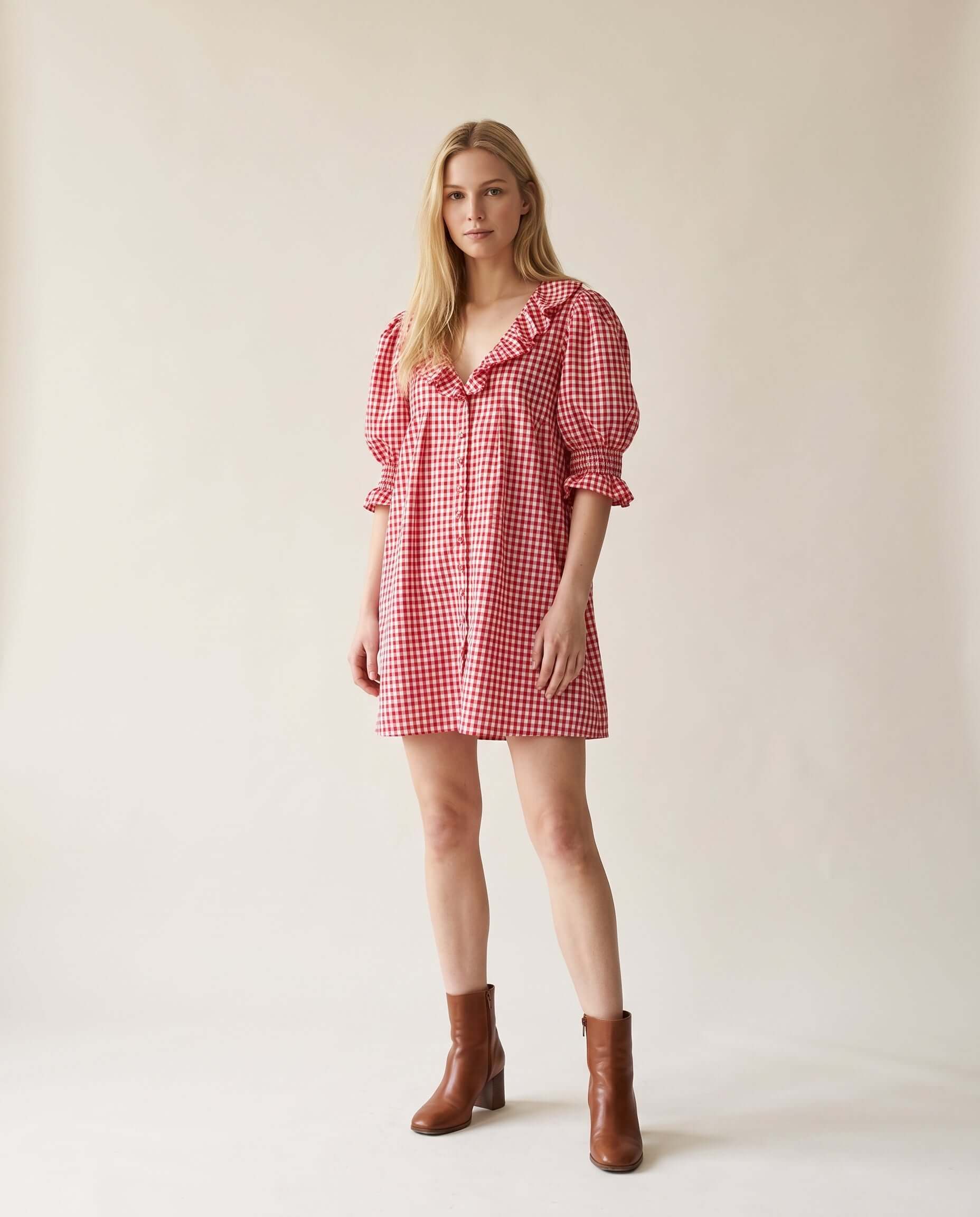 rotes vichy karo minikleid