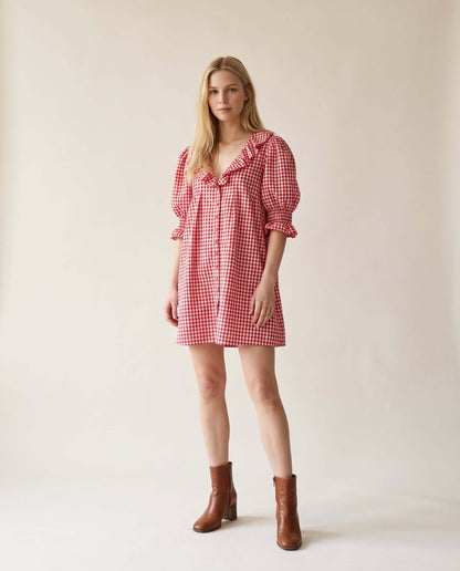 rotes vichy karo minikleid