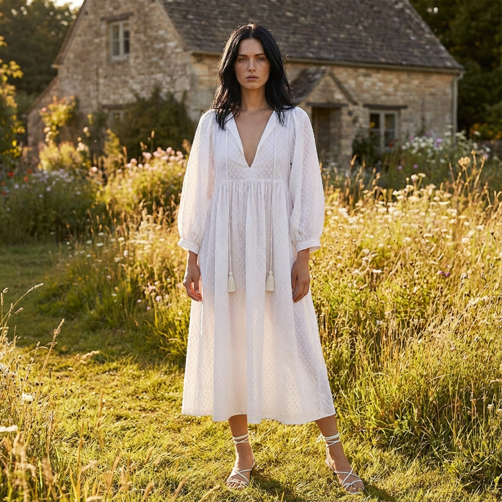 Lucia Weißes Midikleid