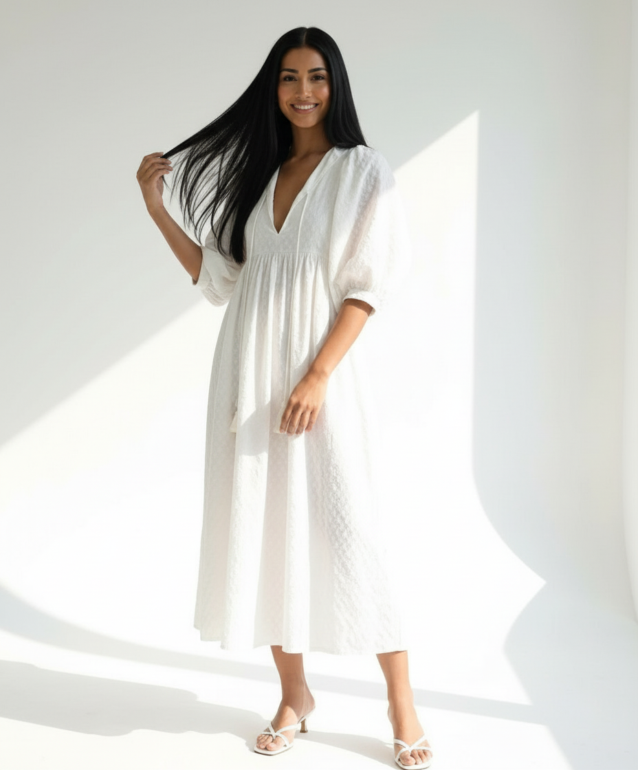 Lucia Weißes Midikleid