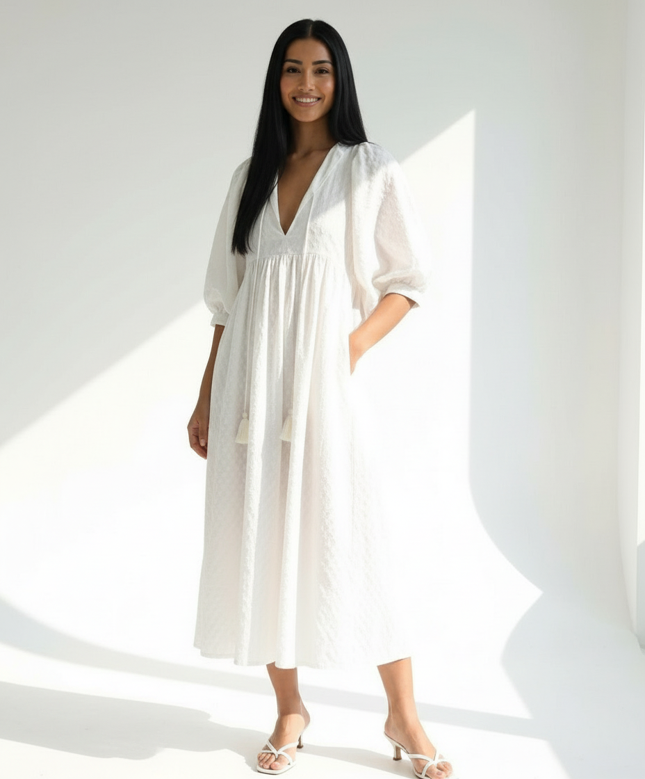 Lucia Weißes Midikleid