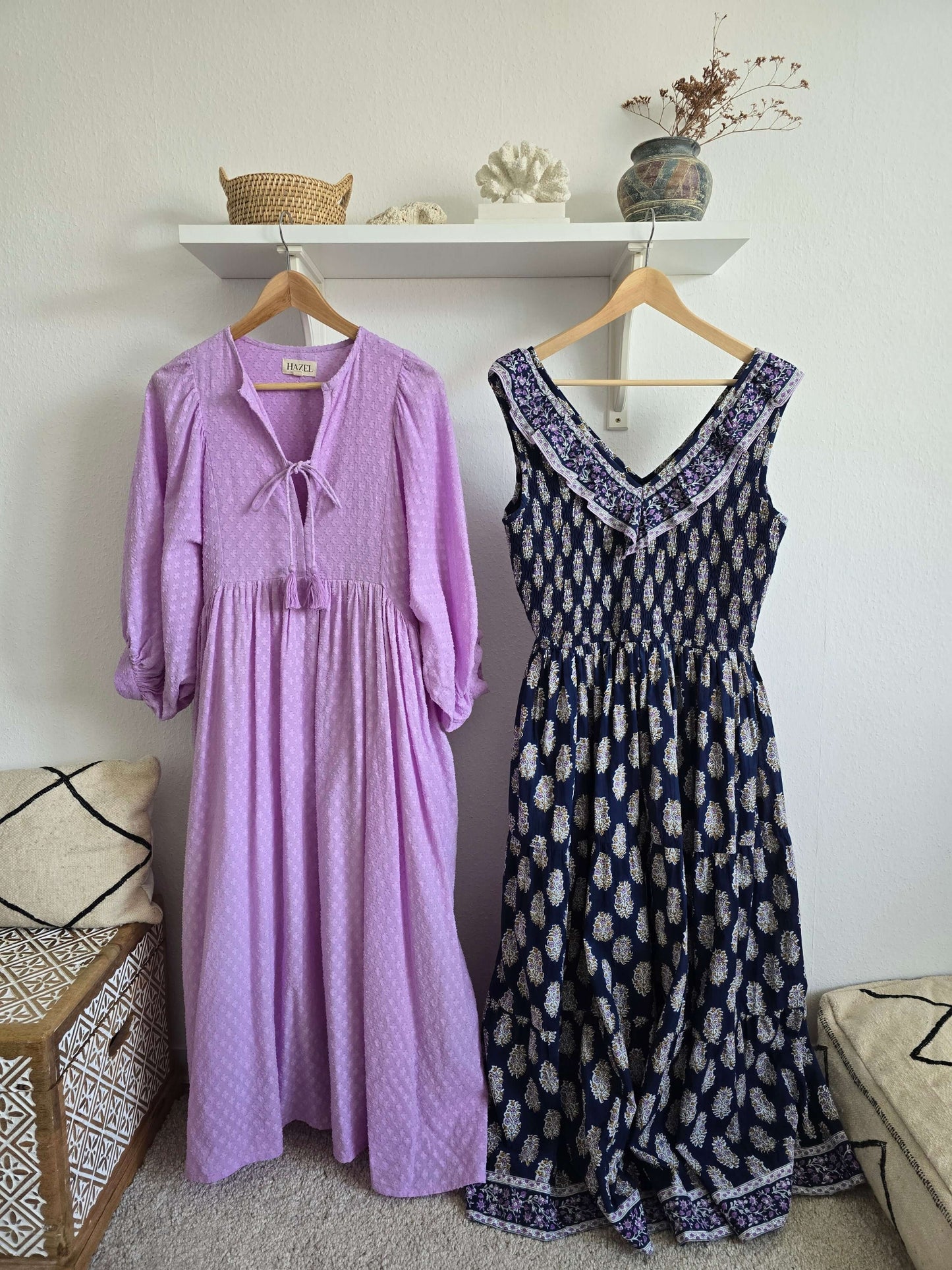 Lucia Cotton Midi Dress With Puff Sleeves