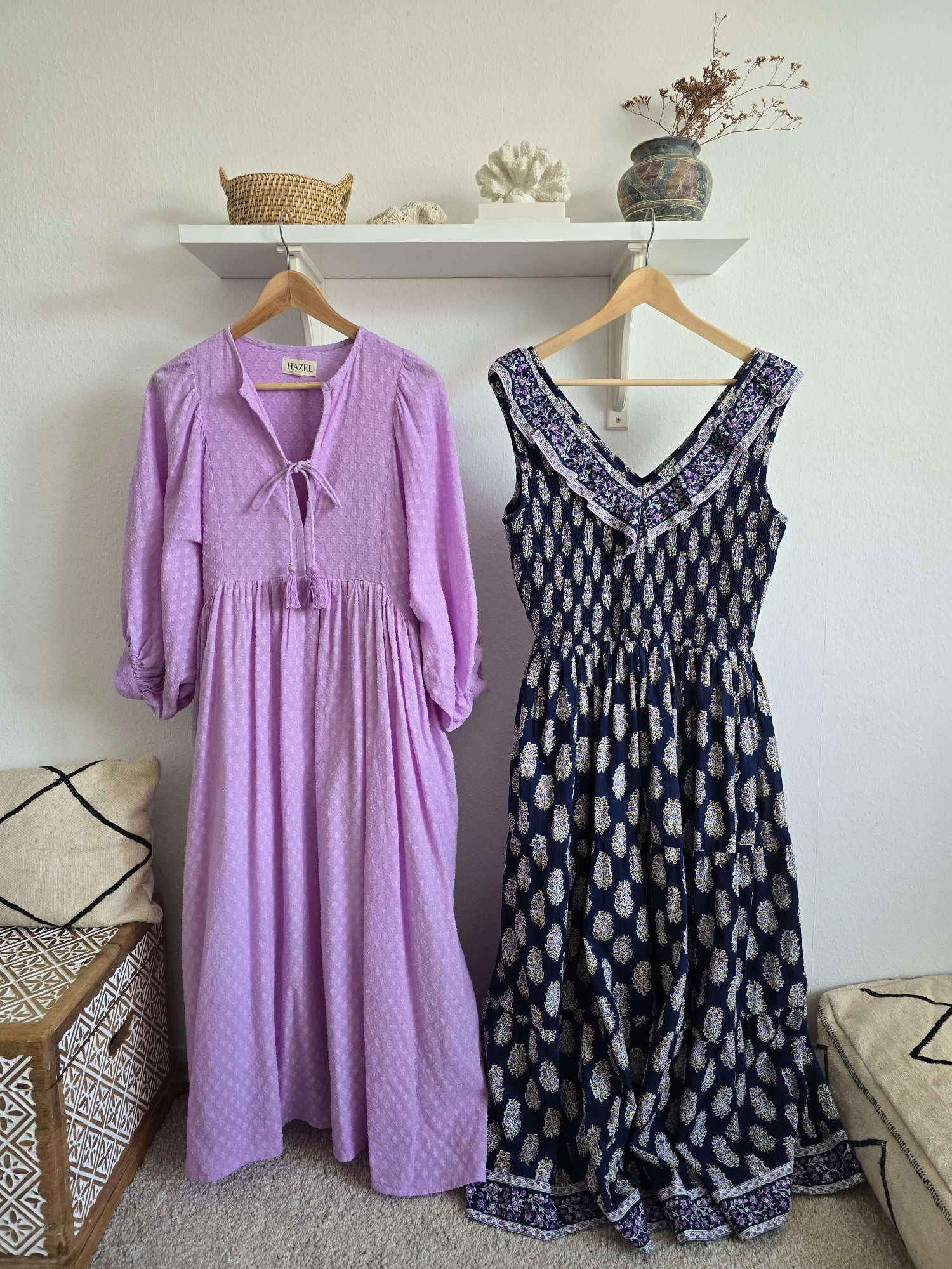 Lucia Cotton Midi Dress With Puff Sleeves